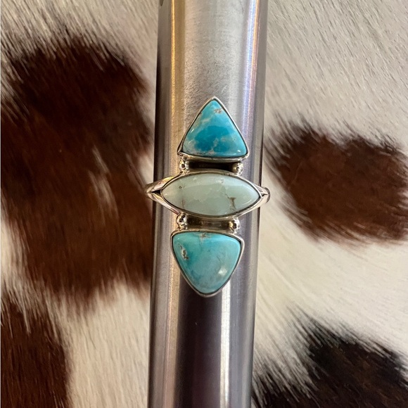 ❤️Bluebird & Paloma Turquoise Navajo Style Artisan 925 Southwestern Ring Sz 8.75 - Picture 7 of 16